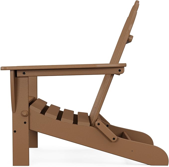 POLYWOOD AD5030TE Classic Folding Adirondack Chair, Height: 35.00" - Width: 29" - Depth: 35.00", Teak
