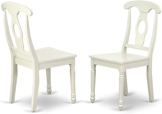 East West Furniture DOKE7-LWH-W 7 Piece Dining Set Consist of a Rectangle Dining Table with Butterfly Leaf and 6 Kitchen Chairs, 42x78 Inch, Linen White