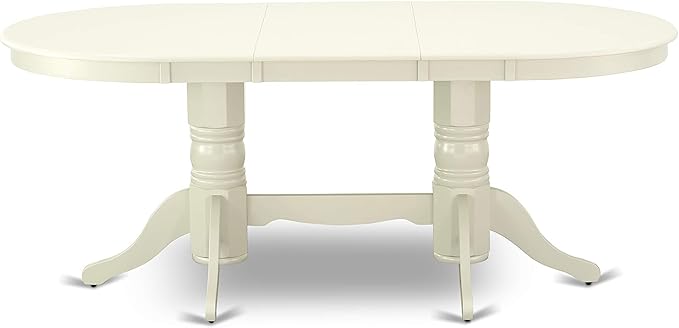 East West Furniture VAAD7-LWH-LC 7 Piece Dinette Set Consist of an Oval Dining Room Table with Butterfly Leaf and 6 Faux Leather Upholstered Dining Chairs, 40x76 Inch, Linen White