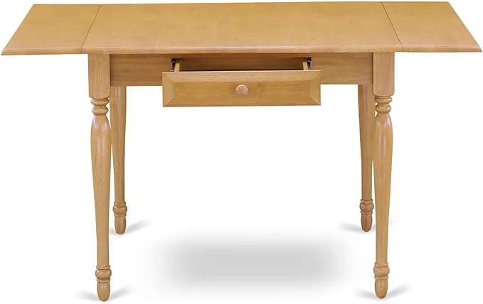 East West Furniture MZNO5-OAK-C 5 Piece Kitchen Table Set for 4 Includes a Rectangle Dining Room Table with Dropleaf and 4 Linen Fabric Upholstered Chairs, 36x54 Inch, Oak