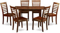 East West Furniture NOML7-MAH-W 7 Piece Kitchen Table Set Consist of a Rectangle Dining Table with Butterfly Leaf and 6 Dining Room Chairs, 32x54 Inch, Mahogany