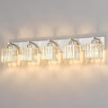 Modern Vanity Light 5-Lights Brushed Nickel Vanity Light Crystal Bathroom Wall Light Bathroom Light Fixtures