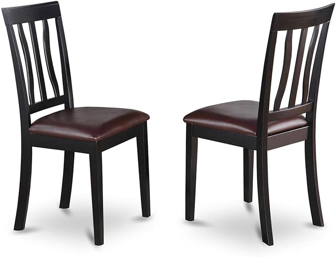 East West Furniture HLAN3-BCH-LC 3 Piece Dining Room Table Set Contains a Round Kitchen Table with Pedestal and 2 Faux Leather Upholstered Dining Chairs, 42x42 Inch, Black & Cherry