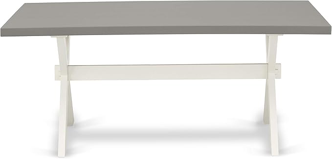 East West Furniture X097LA015-6 6 Piece Kitchen Table Set Contains a Rectangle Dining Table with X-Legs and 4 Baby Blue Linen Fabric Parson Chairs with a Bench, 40x72 Inch, Multi-Color