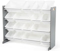 Humble Crew Supersized Toy Storage Organizer with 16 Removable Bins, Grey/White – Large Toy Storage for Toddlers Ideal for Kids' Rooms, Playrooms, and Nurseries - Modern Toy Bins for Kids