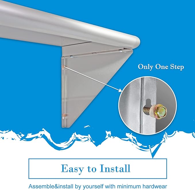 12''x24'' Wall Mounted Stainless Steel Shelf NSF Commercial Metal Wall Mount Floating Shelving for Kitchen, Restaurant, Food Truck,Garage,Washrooms,Home&Hotel