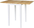 IC International Concepts, Solid Wood Small Drop Leaf Dining Table, Solid Real Wood, Sturdy Parawood, White/Natural
