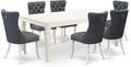 East West Furniture LGDA7-LWH-13 7 Piece Kitchen Set Consists of a Rectangle Dining Table with Butterfly Leaf and 6 Polyester Fabric Padded Chairs, linen white