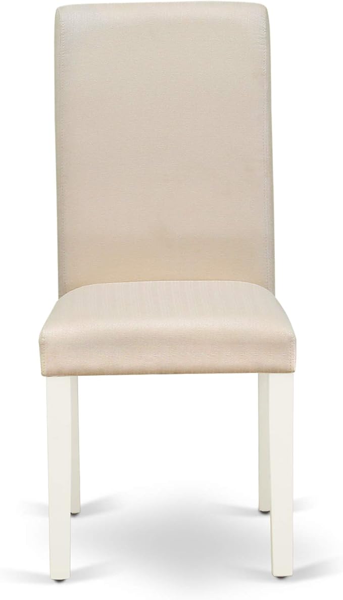 East West Furniture LGBA5-LWH-01 5 Piece Dinette Set Includes a Rectangle Dining Table with Butterfly Leaf and 4 Cream Linen Fabric Parson Dining Room Chairs, 42x84 Inch, Linen White