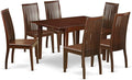 East West Furniture MLIP7-MAH-W 7 Piece Dining Set Consist of a Rectangle Dining Room Table with Butterfly Leaf and 6 Kitchen Chairs, 36x54 Inch, Mahogany