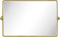 TEHOME 24 x 38'' Horizontal Farmhouse Gold Metal Framed Pivot Rectangle Bathroom Mirror Tilting Beveled Vanity Mirrors for Wall