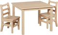 ECR4Kids 30in x 30in Square Hardwood Table and Chair Set, 12in Seat Height, Kids Furniture, Antique White