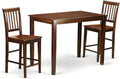 East West Furniture YAVN3-MAH-W 3 Piece Counter Height Dining Set for Small Spaces Contains a Rectangle Dining Room Table and 2 Wooden Seat Chairs, 30x48 Inch, Mahogany