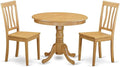 East West Furniture ANTI3-OAK-W 3 Piece Dining Set Contains a Round Kitchen Table with Pedestal and 2 Dining Room Chairs, 36x36 Inch, Oak