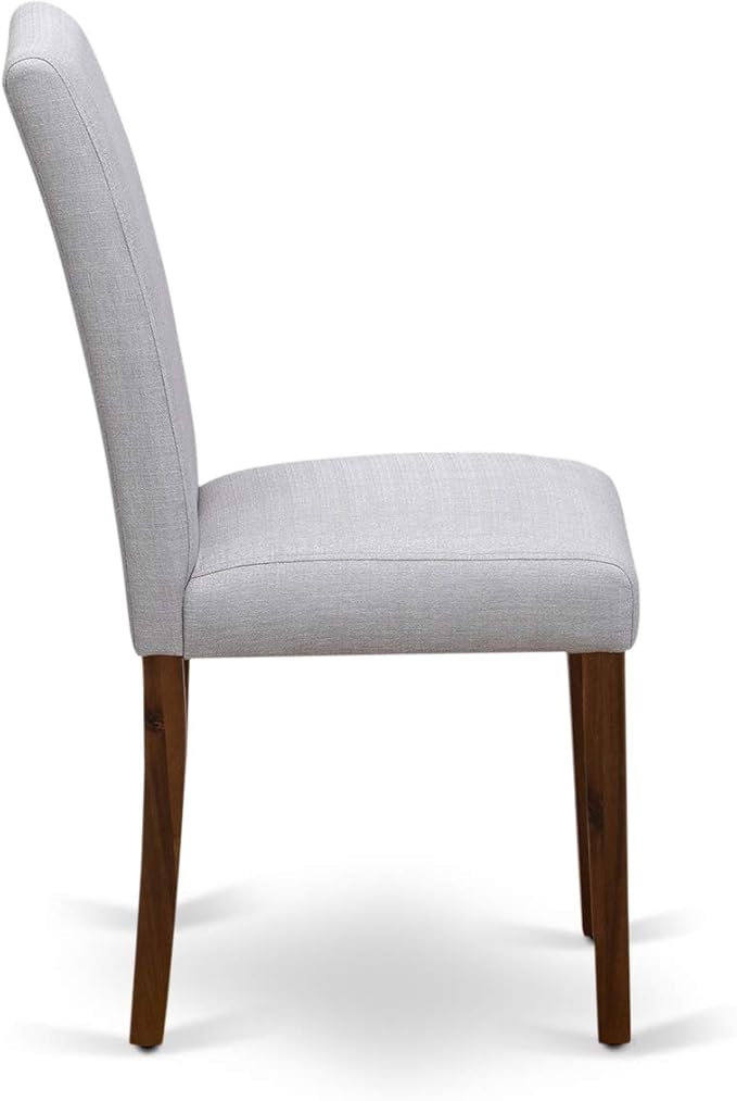 East West Furniture DMAB3-AWA-05 3 Piece Dinette Set for Small Spaces Contains a Round Dining Table with Dropleaf and 2 Grey Linen Fabric Parson Dining Chairs, 42x42 Inch, Walnut