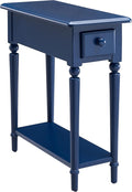 Leick Home Coastal End Table, Solid Wood, 1 Drawer, Bottom Display Shelf, Easy-Assembly, for Living Room/Bedroom, Navy, 23.5 in L x 10 in W x 24 in H, 20017-NV