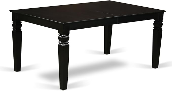 East West Furniture LGBO5-BLK-W 5 Piece Kitchen Table & Chairs Set Includes a Rectangle Dining Room Table with Butterfly Leaf and 4 Dining Chairs, 42x84 Inch, Black