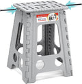 ACSTEP Folding Step Stool 17.5 Inch Heavy Duty Step Stool Foldable for Adults and Kids, Collapsible Stepping Stool with Handle, Non Slip Folding Stools for Kitchen Hold Up to 400lbs (Grey 1PC)