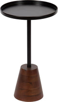 Kate and Laurel Tira Round Side Table, 14 x 14 x 24, Walnut Brown Wood and Black, Decorative Pedestal Style End Table for Use as a Bedroom Nighstand or Living Room Accent
