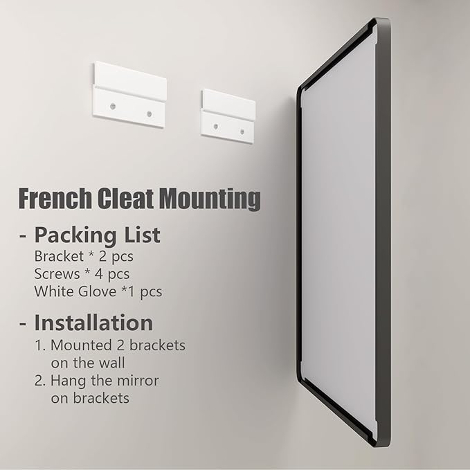 24x30 Inch Black Metal Framed Bathrrom Mirror for Wall, Matte Black Rectabgle Mirror, Rounded Corner, Anti-Rust (Horizontal/Vertical)