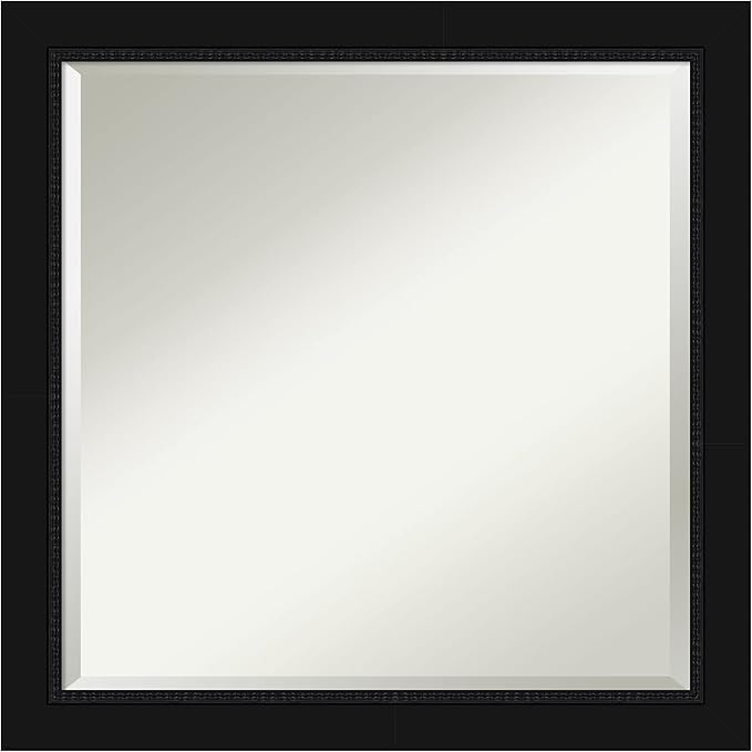 Amanti Art Black Bathroom Mirror for Over Sink, 23x23 Avon Black Square Vanity Mirror, Medium Casual Frame, Hangs Horizonally and Vertically, Bathroom Wall Decor, Beveled Edge
