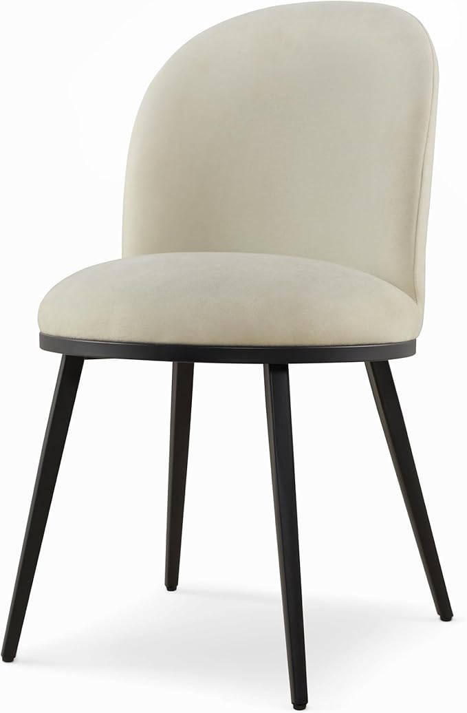 Dining Chairs Set of 2, Fabric Upholstered Dining Room Chairs with Ergonomic Backrest & Metal Legs, Modern Kitchen Side Chairs for Home, Restaurant, and Café, Sand