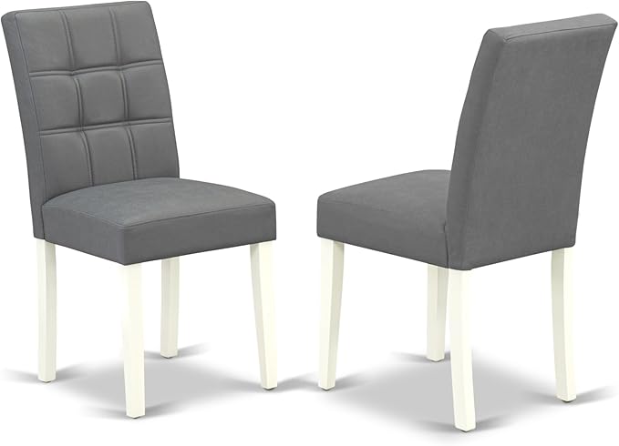 East West Furniture LGAS7-LWH-41 7 Piece Kitchen Table Set Contain A Modern Table and 6 Platinum Gray Polyester Fabric Dining Chairs with Stylish Back- Linen White Finish