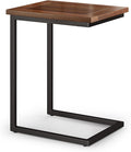 SIMPLIHOME Skyler 16-inch Wide Solid Mango/Metal Industrial C-Shaped End Table in Dark Cognac Brown/Black for Living Room, Office, or Bedroom, Assembled