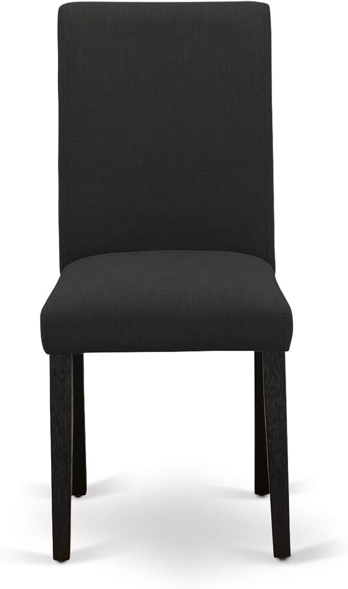 East West Furniture X677AB624-7 7 Piece Dining Set Consist of a Rectangle Dining Room Table with X-Legs and 6 Black Color Linen Fabric Upholstered Chairs, 40x72 Inch, Multi-Color