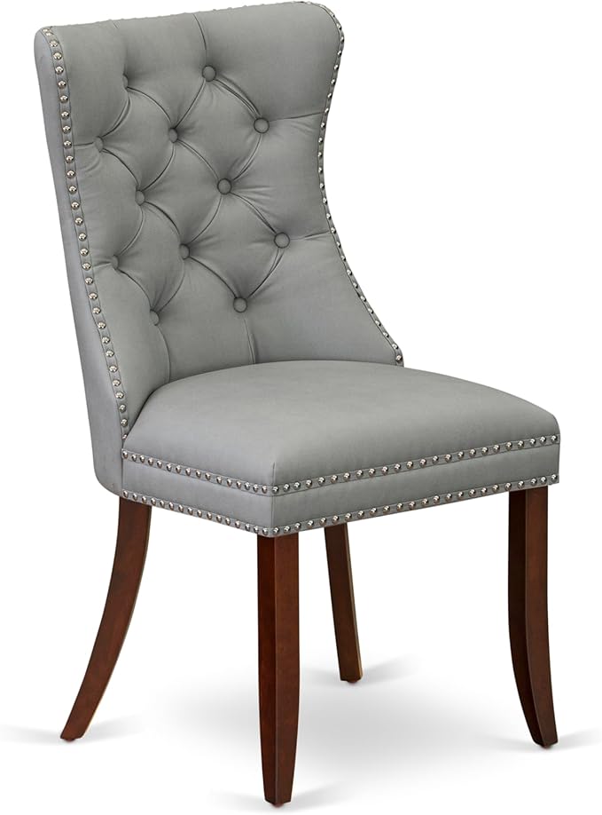 East West Furniture DODA9-MAH-27 9 Piece Dining Set Includes a Rectangle Kitchen Table with Butterfly Leaf and 8 Polyester Fabric Upholstered Chairs, 42x78 Inch, Mahogany