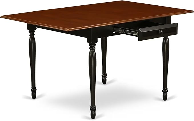 East West Furniture MZNO3-BCH-W 3 Piece Dining Table Set for Small Spaces Contains a Rectangle Dining Room Table with Dropleaf and 2 Wooden Seat Chairs, 36x54 Inch, Black & Cherry