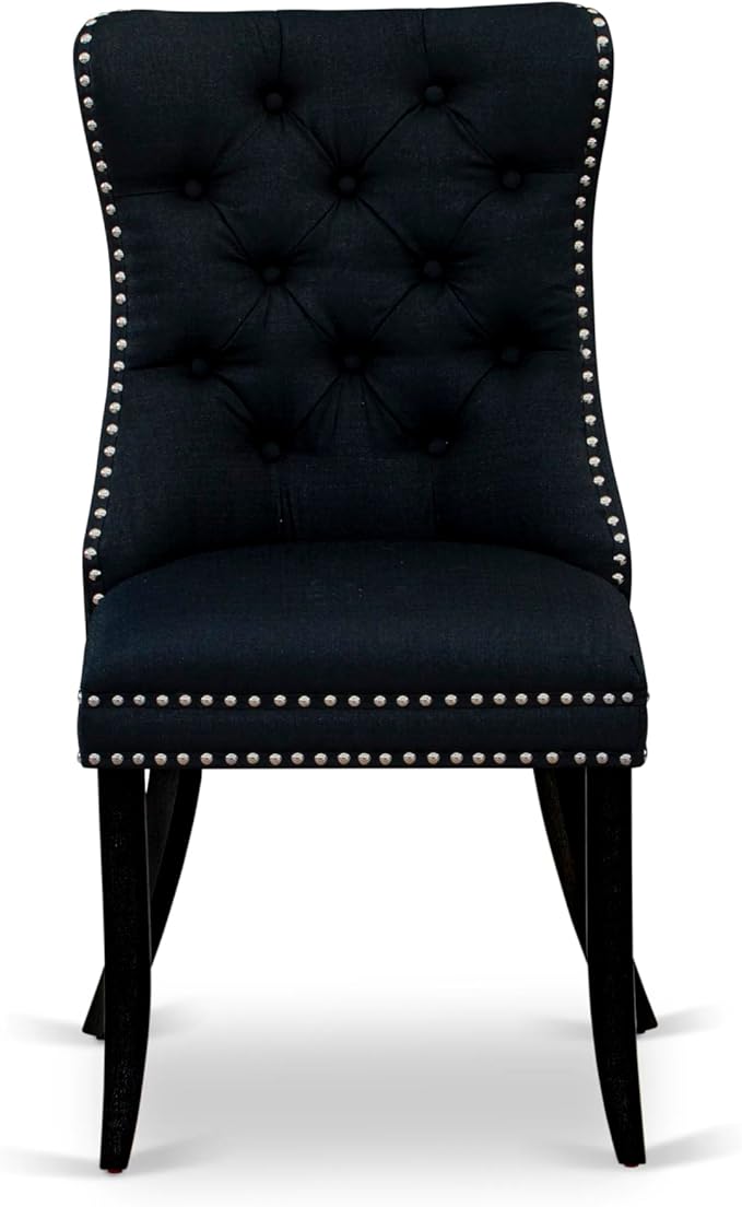 East West Furniture LGDA5-BLK-24 5 Piece Kitchen Table Set Contains a Rectangle Dining Table with Butterfly Leaf and 4 Polyester Fabric Upholstered Chairs, 42x84 Inch, Black