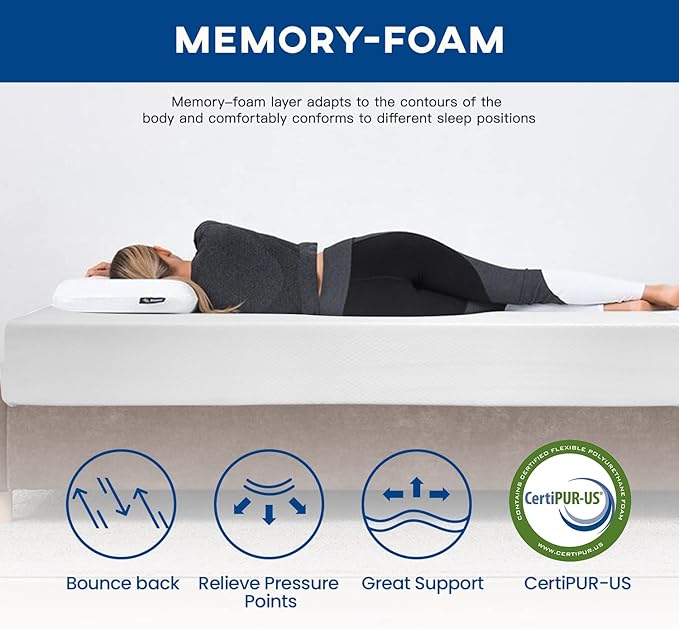 FDW | 12 Inch Full Mattress | Medium Firm | Gel Memory Foam Mattress | White | Bed in a Box, CertiPUR-US Certified | Pressure Relief, Cooling Ventilated Foam | Washable Removable Cover