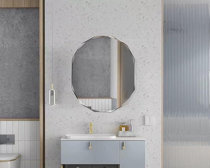 Single Beveled Edge Frameless Wall Mount Bathroom Vanity Mirror, 20” X 28”