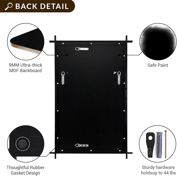 ANDY STAR Black Bathroom Vanity Mirror, 22x30 Inch Vintage Cross Corner Mirrors for Bathroom in 1’’ Stainless Steel Frame Minimalist for Home Decor Wall Mounted Horizontal/Vertical