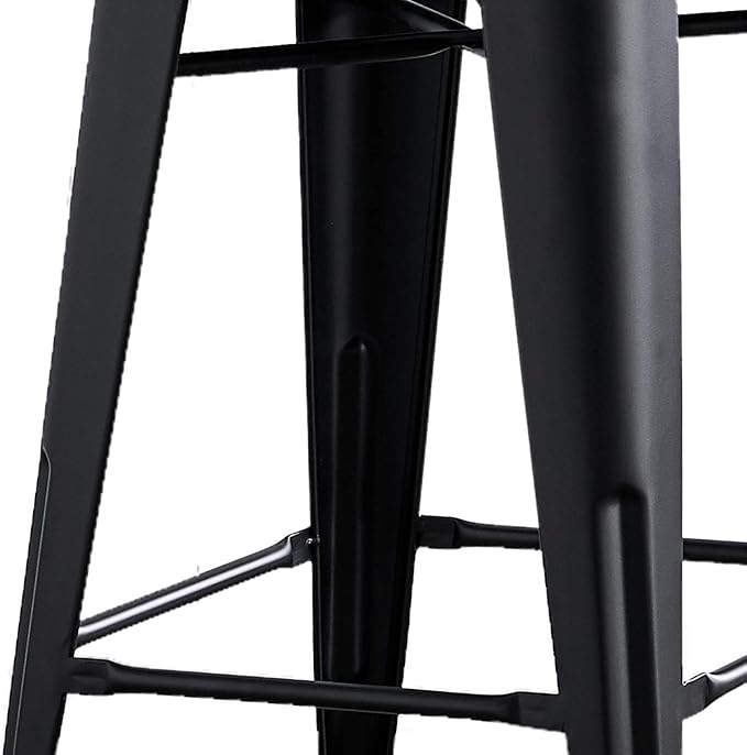 AC Pacific 24” Metal Barstool Set of 4 – Country Rustic Style with Low Back, Lightweight & Sturdy Build, Easy Assembly – Matte Black