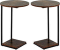 HDANI C Table End Table Set of 2,Round Side Table That Slide Under,C Shaped End Table for Couch,Small Table for Living Room,Bedroom,Rustic Brown
