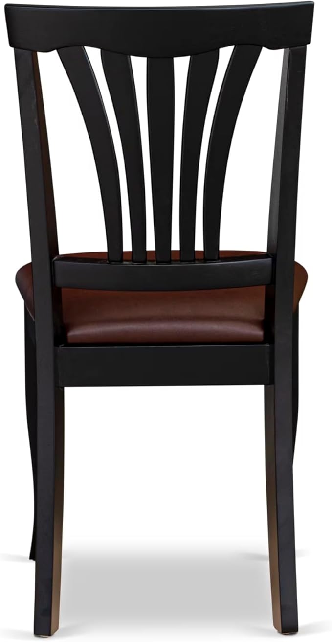 East West Furniture ANAV3-BLK-LC 3 Piece Dining Room Furniture Set Contains a Round Kitchen Table with Pedestal and 2 Faux Leather Upholstered Dining Chairs, 36x36 Inch, Black & Cherry