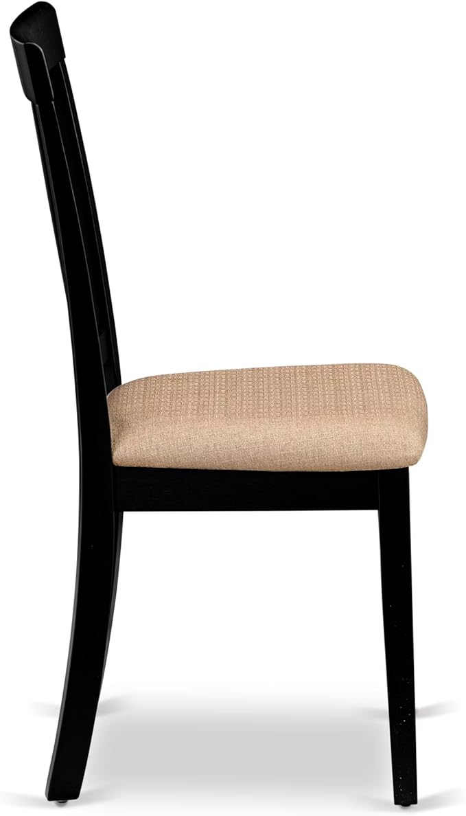 East West Furniture LGAN5-BLK-C 5 Piece Dinette Set for 4 Includes a Rectangle Dining Table with Butterfly Leaf and 4 Linen Fabric Dining Room Chairs, 42x84 Inch, Black