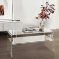 32inch Premium Clear Acrylic Rectangle Coffee Table with Storage Shelf for Living Room,Mid Century Transparent Waterfall Low Tea Table, Middle Size Table (32"x16"x16") Fit for 2 Seat Sofa