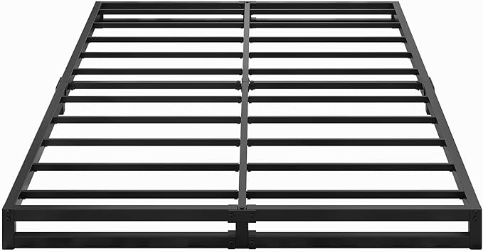 4 Inch Full Size Bed Frame No Box Spring Needed, Heavy Duty Metal Platform Beds with Sturdy Steal Slats for Mattress Foundation, Easy Assembly, Noise Free, Black