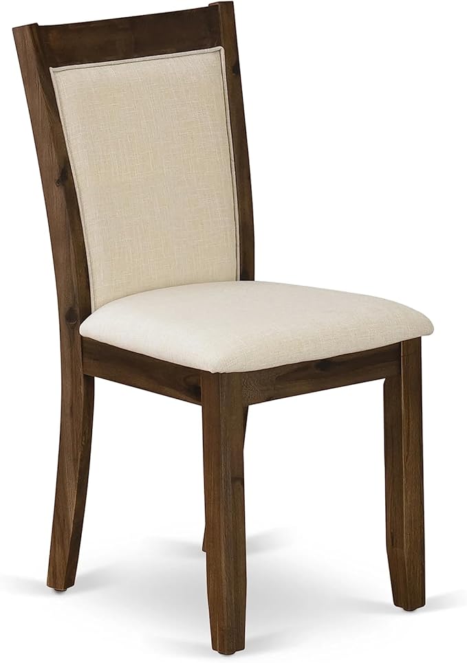 East West Furniture DLMZ5-AWA-32 5 Piece Dining Room Furniture Set Includes a Round Kitchen Table with Dropleaf and 4 Parson Chairs, 42x42 Inch, Antique Walnut