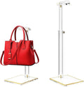 2Pcs Adjustable Purse Display Stands, Height 10"-16"+14"-24", Acrylic Handbag Stands for Display, Clear Holder for Purse Evening Bag Clutch, Bag Table Rack, Purses Hanging Organizer for Closet Retail Vendor