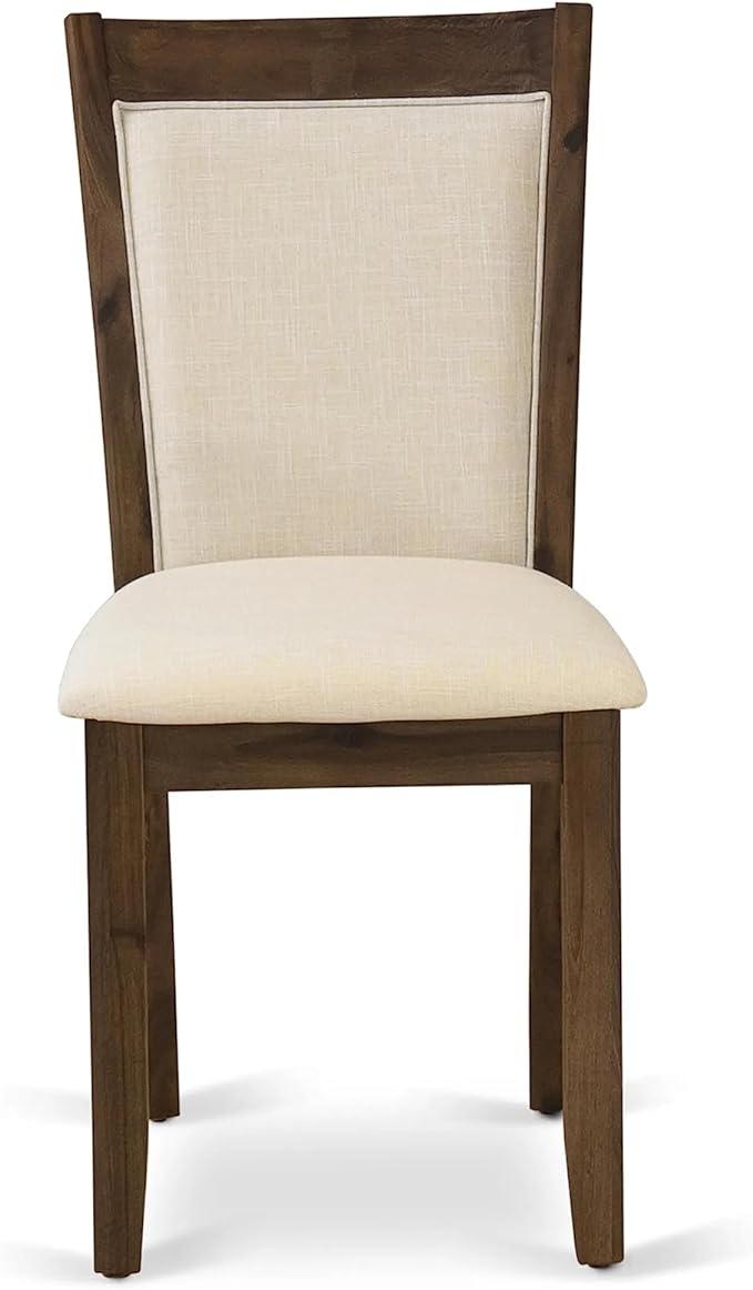 East West Furniture DLMZ5-AWA-32 5 Piece Dining Room Furniture Set Includes a Round Kitchen Table with Dropleaf and 4 Parson Chairs, 42x42 Inch, Antique Walnut