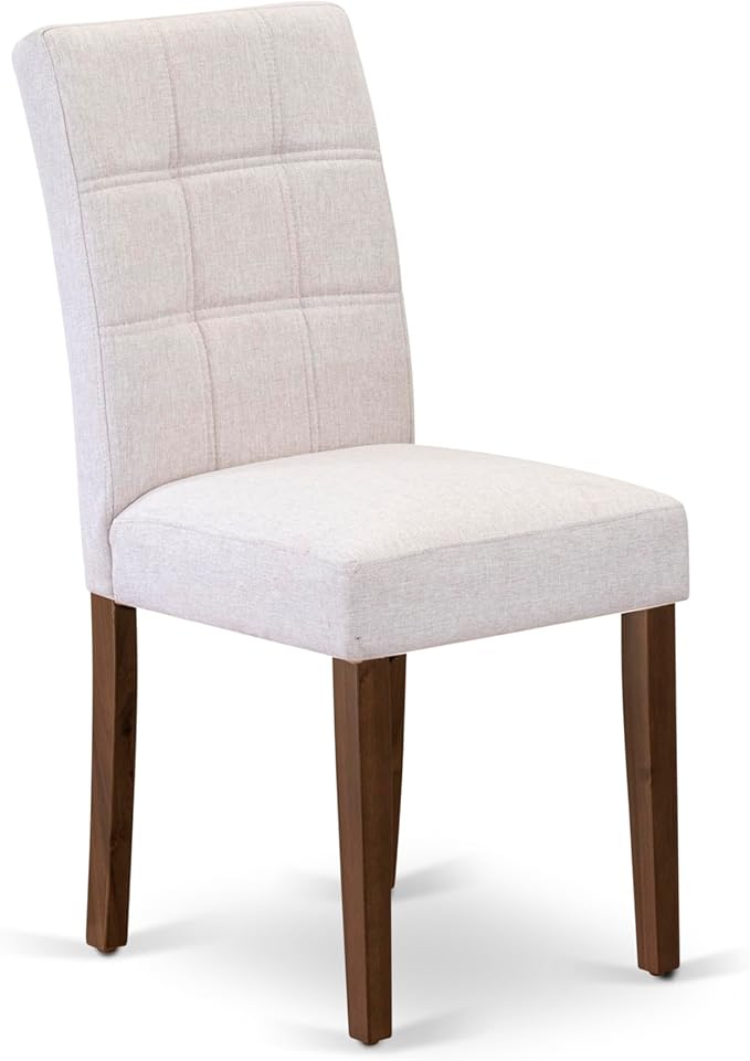 East West Furniture ANAS5-AWA-08 5 Piece Mid Century Dining Table Set Consists A Kitchen Table and 4 Mist Beige Polyester Fabric Dining Chairs, Antique Walnut