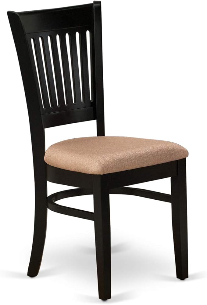 East West Furniture LGVA7-BLK-C 7 Piece Modern Dining Table Set Consist of a Rectangle Wooden Table with Butterfly Leaf and 6 Linen Fabric Kitchen Dining Chairs, 42x84 Inch, Black