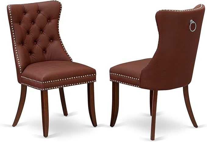 East West Furniture DODA5-MAH-26 5 Piece Dinette Set Consists of a Rectangle Dining Table with Butterfly Leaf and 4 Polyester Fabric Parson Chairs, 42x78 Inch, Mahogany