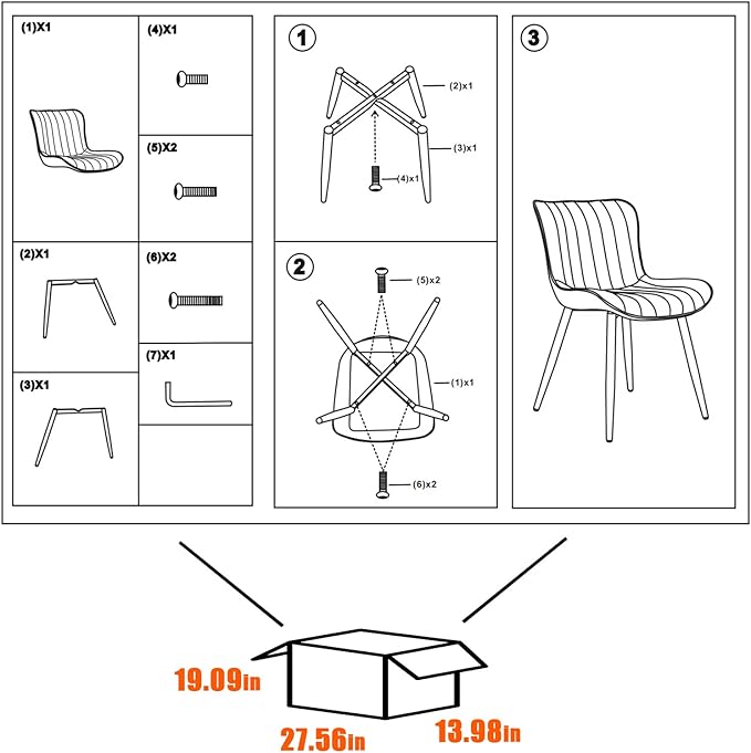 YOUNUOKE Black Dining Chairs Set of 2, Mid-Century Modern Faux Leather Upholstered Armless Kitchen Chairs, Metal Legs, 300 LBS Capability, Minimalist Accent Chair for Living Room