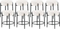Dining Room Chairs Set of 8, 23.6" Sherpa Backless White Boucle Dining Chair, Mid Century Modern Living Room Round Upholstered Chairs with Black Metal Legs