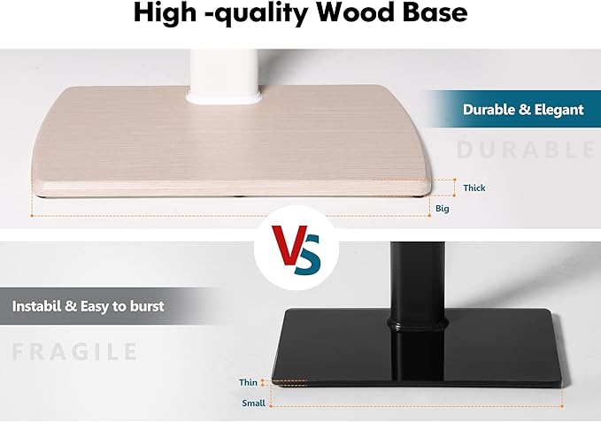 FITUEYES Floor TV Stand Tall for Living Room, Bedroom, Corner TV Stands for TVs up to 70 Inch Swivel TV Mount Stand with Height Adjustable Shelf Upgrade Sturdy Wood Base White